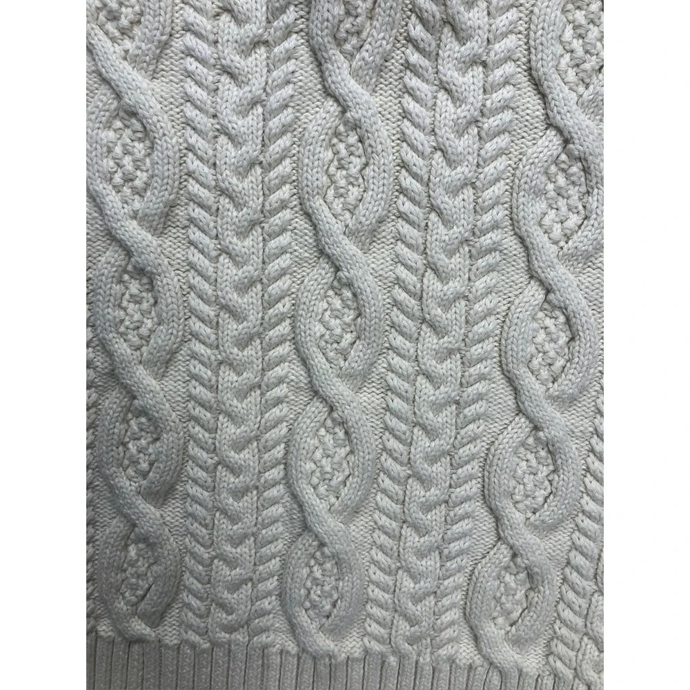 Hope & Henry Cable Knit Sweater Kids S Cream Mock Neck‎ Button 18FLB305